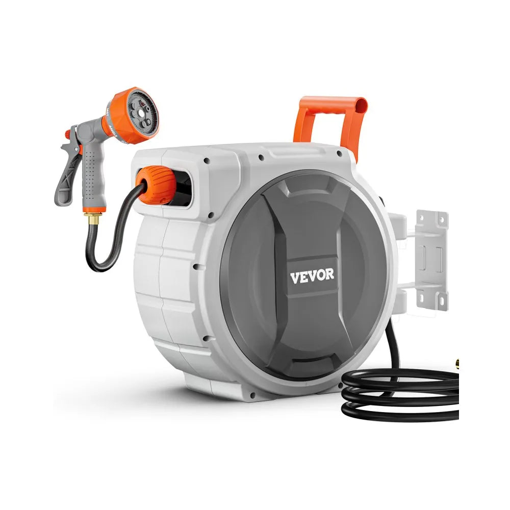 NW-S40 - 100ft Retractable Hose Reel with 9 Spray Patterns & 180° Bracket