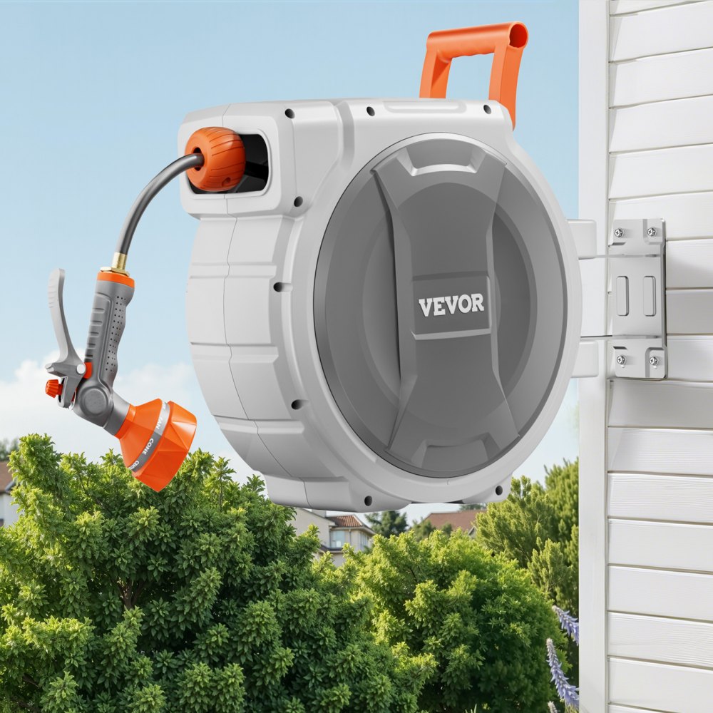 NW-S45 - Heavy-Duty 9-Pattern Retractable Hose Reel for Large Gardens
