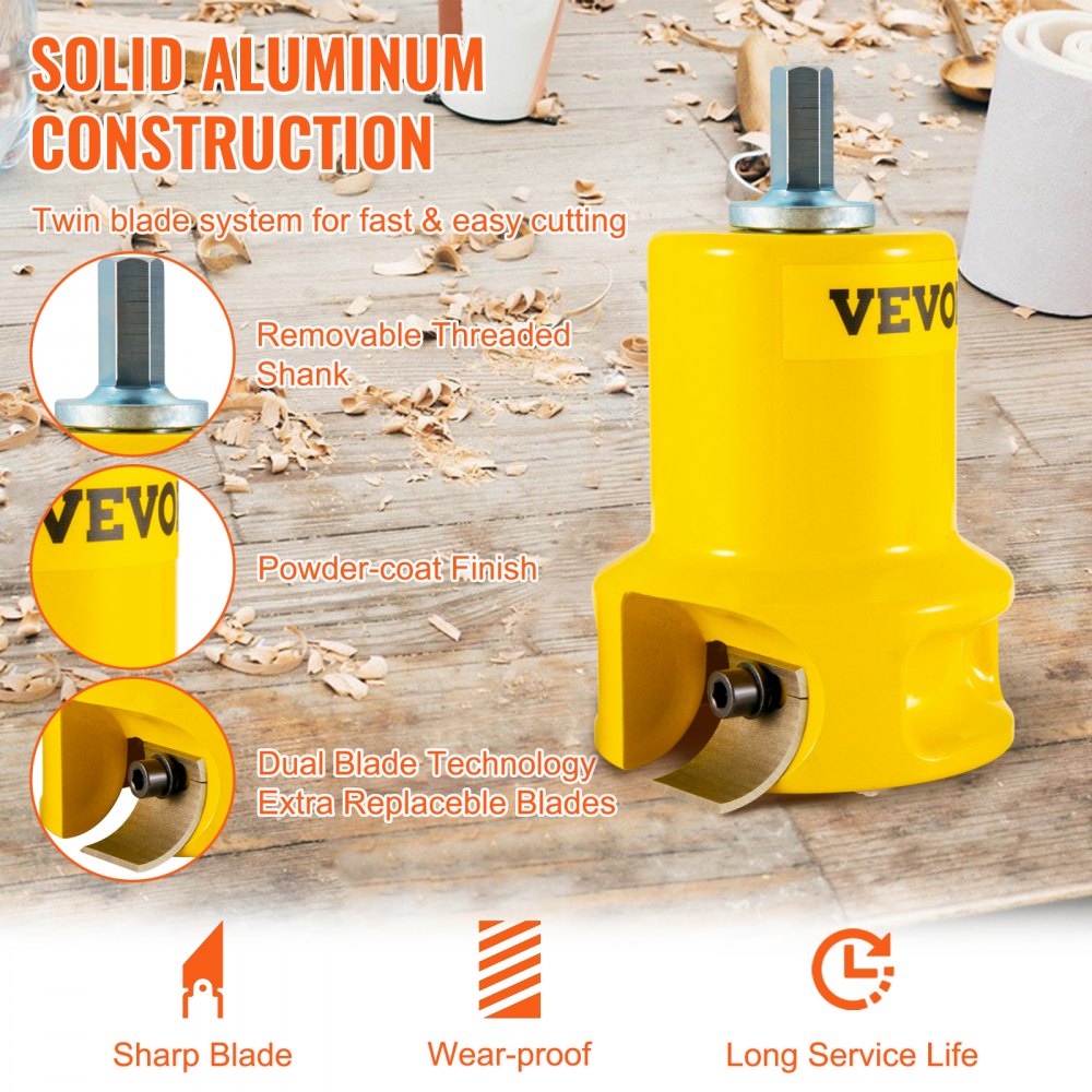 010289378364 - VEVOR Tenon Cutter 1", 1.5", 2" - Durable Aluminum & Steel