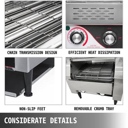 TT-150 - Compact Conveyor Toaster for 150 Slices/Hour, 7 Toast Settings