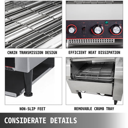 TT-450 - High-Efficiency Stainless Steel Conveyor Toaster for Commercial Kitchens