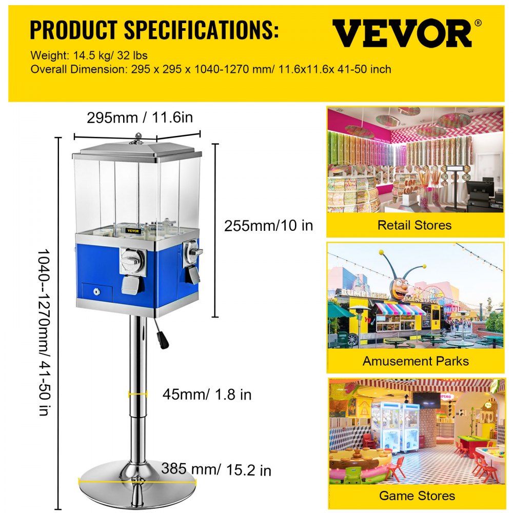 VV-FCM-XZB - 4-Compartment VEVOR Vending Machine with Adjustable Height and Wheels