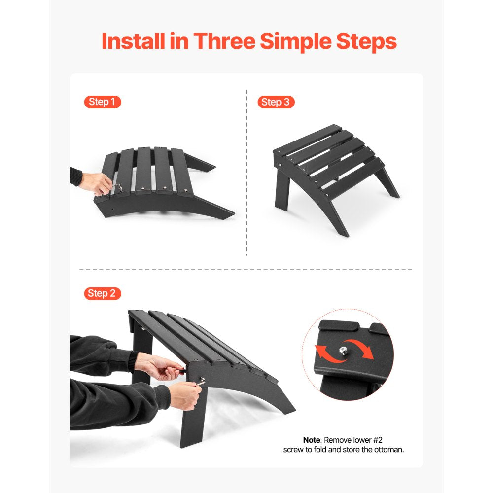 LXSKU1 - Foldable Adirondack Ottoman with 13-Inch Height for Outdoor Relaxation