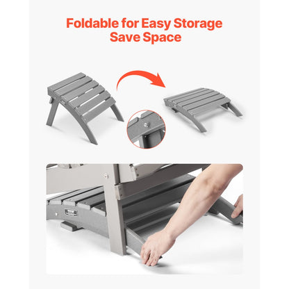 LXSKU2 - 21.5" HDPE Folding Ottoman for Comfortable Outdoor Relaxation