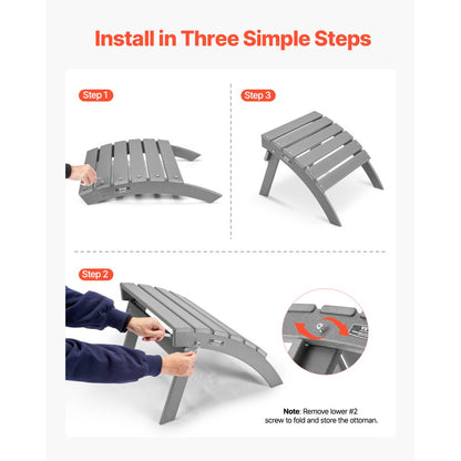 LXSKU2 - 21.5" HDPE Folding Ottoman for Comfortable Outdoor Relaxation