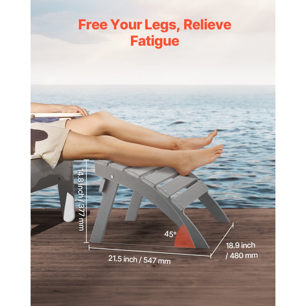 LXSKU2 - 21.5" HDPE Folding Ottoman for Comfortable Outdoor Relaxation