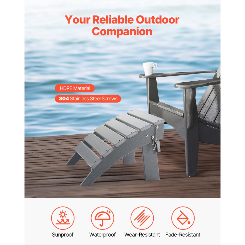 LXSKU6 - Folding Adirondack Ottoman 16.9L x 18.9W x 13H Inch in HDPE