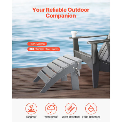 LXSKU6 - Folding Adirondack Ottoman 16.9L x 18.9W x 13H Inch in HDPE