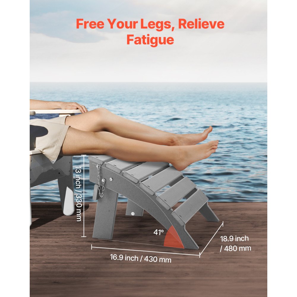 LXSKU6 - Folding Adirondack Ottoman 16.9L x 18.9W x 13H Inch in HDPE