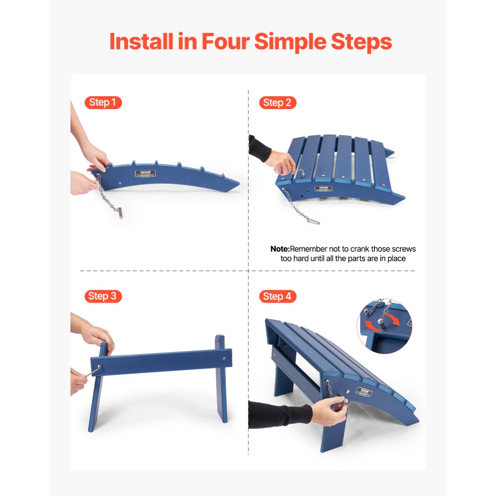 LXSKU5 - HDPE Adirondack Folding Ottoman 15.7L x 18.9W x 13H Inch