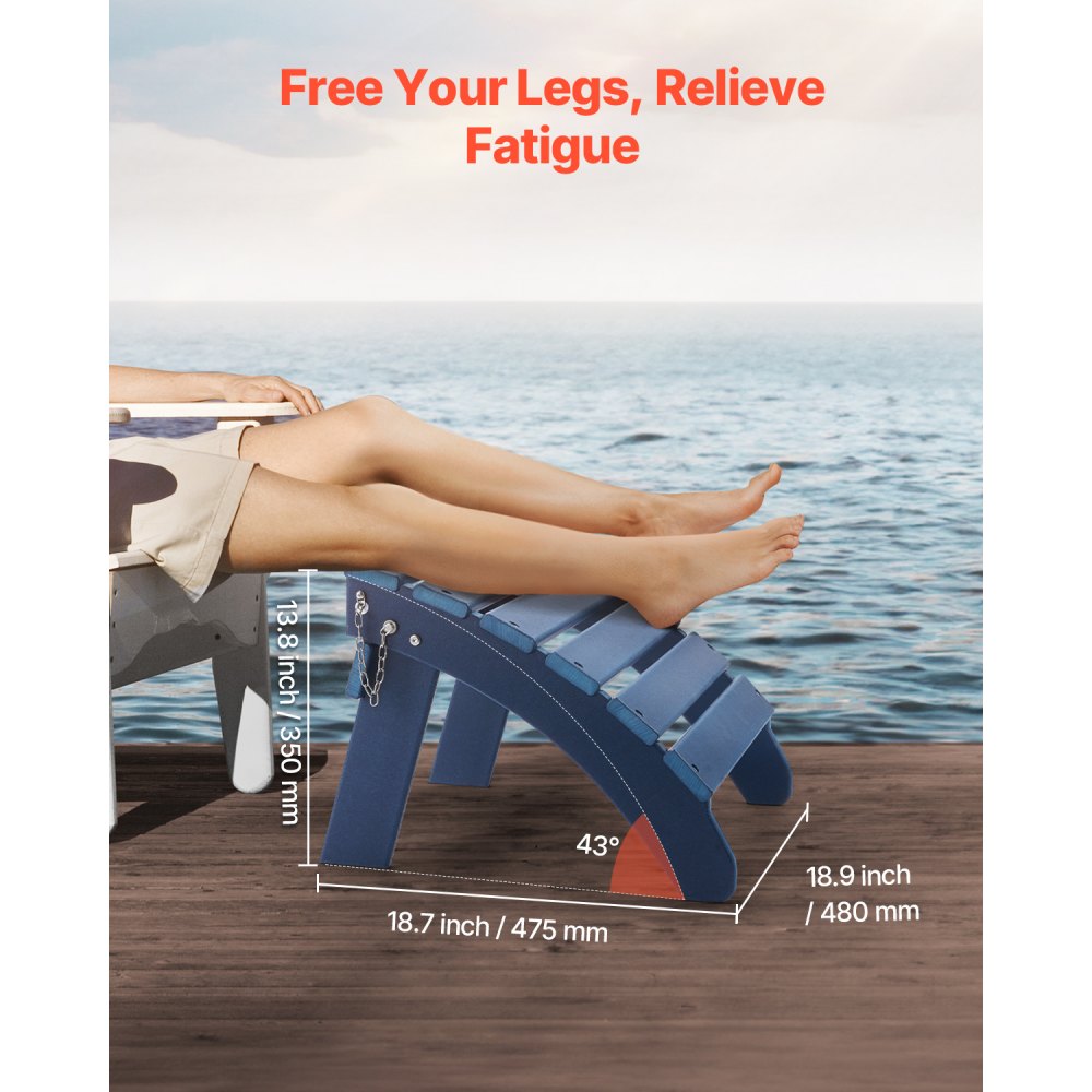 LXSKU3 - Folding Adirondack Ottoman with Durable HDPE & 13.8" Height