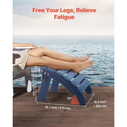 LXSKU3 - Folding Adirondack Ottoman with Durable HDPE & 13.8" Height