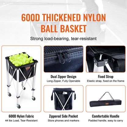XLDD-BC180 - Portable VEVOR Tennis Ball Hopper Holds 180 Balls with Carry Bag