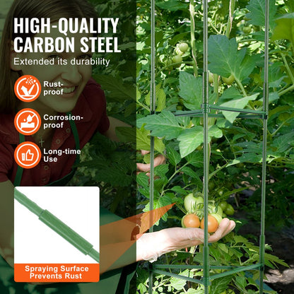 FQZJBS3C-48in-6P-1Z - Adjustable 48in Steel Tomato Cage with Zip Ties