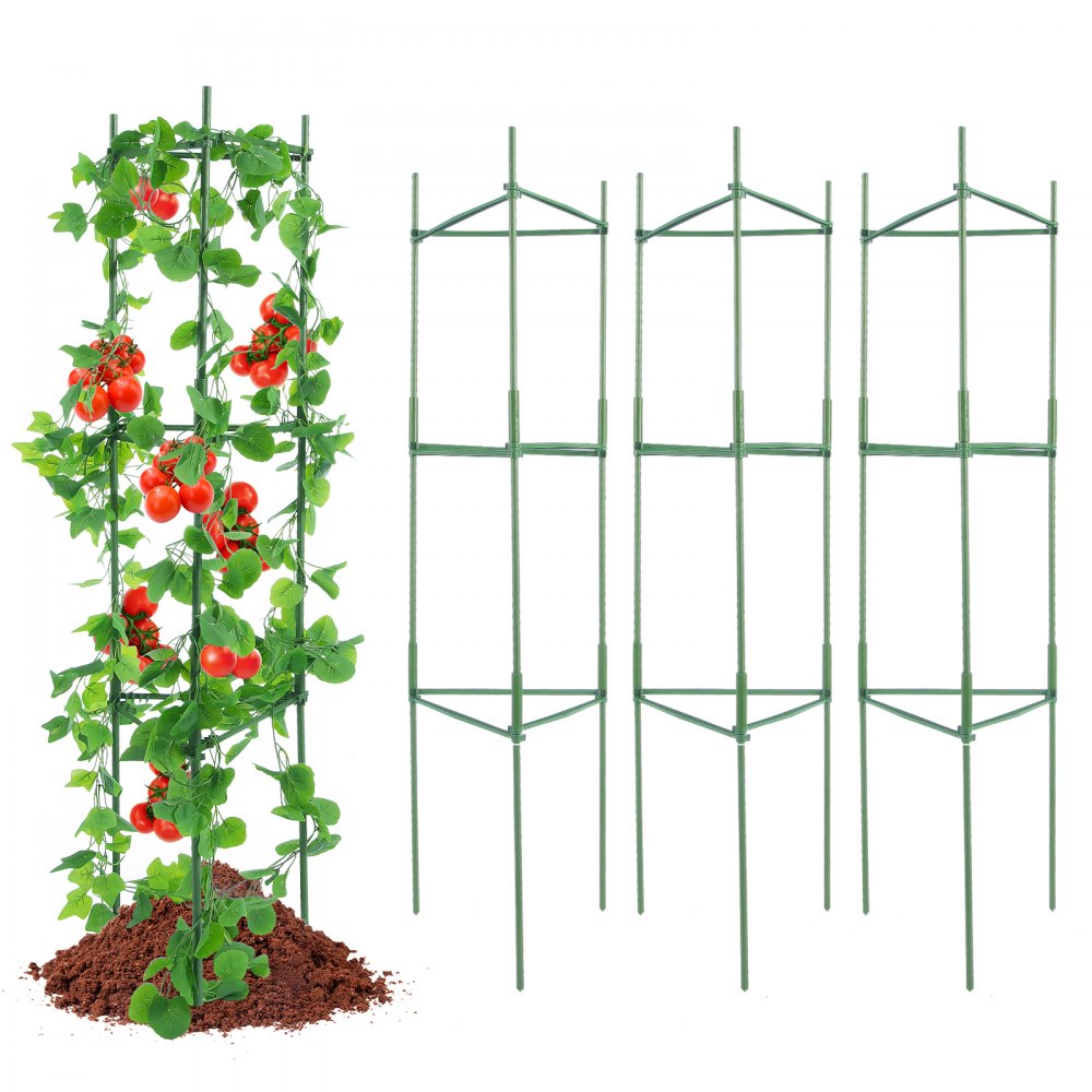 FQZJBS3C-48in-6P-1Z - Adjustable 48in Steel Tomato Cage with Zip Ties