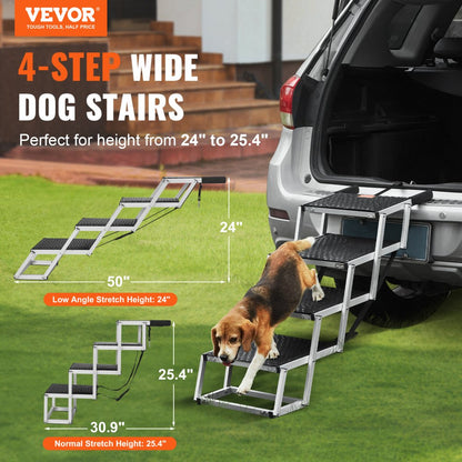 CB-778N-5 - 4-Step Folding Aluminum Dog Stairs for Easy Car Access