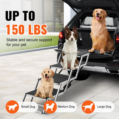CB-778N-5 - 4-Step Folding Aluminum Dog Stairs for Easy Car Access