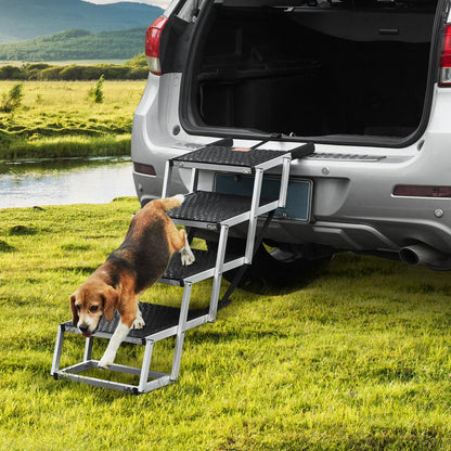 CB-778N-5 - 4-Step Folding Aluminum Dog Stairs for Easy Car Access
