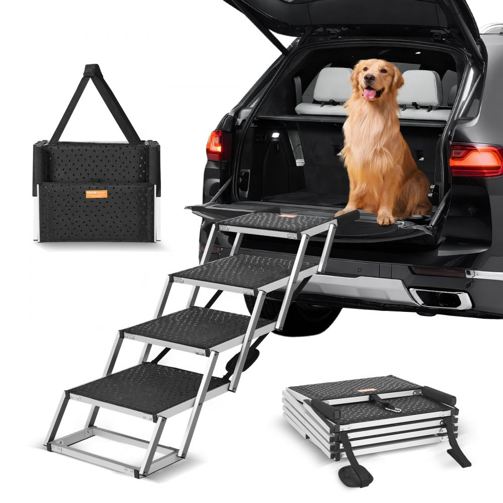 CB-778N-5 - 4-Step Folding Aluminum Dog Stairs for Easy Car Access