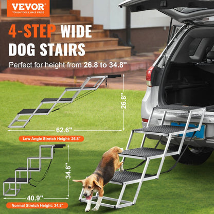 CB-778W - Adjustable 4-Step Dog Stairs for Safe Car Access