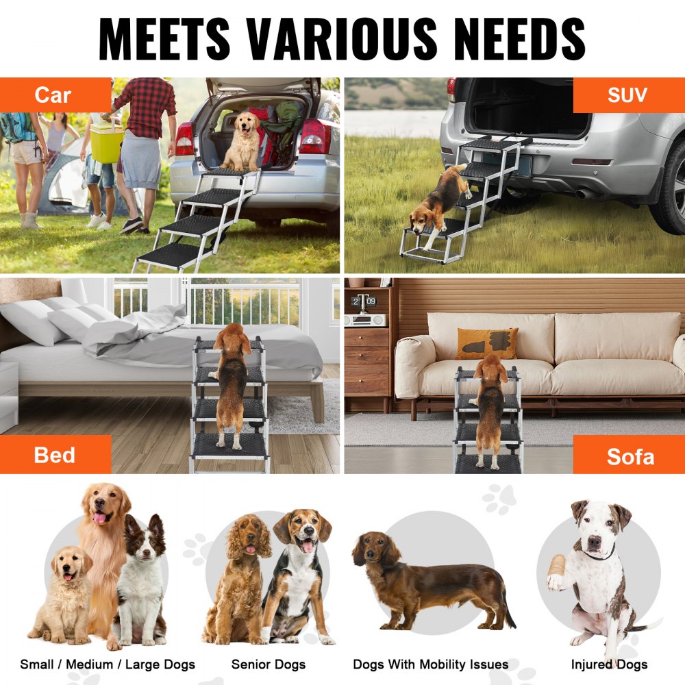 CB-778W - Adjustable 4-Step Dog Stairs for Safe Car Access