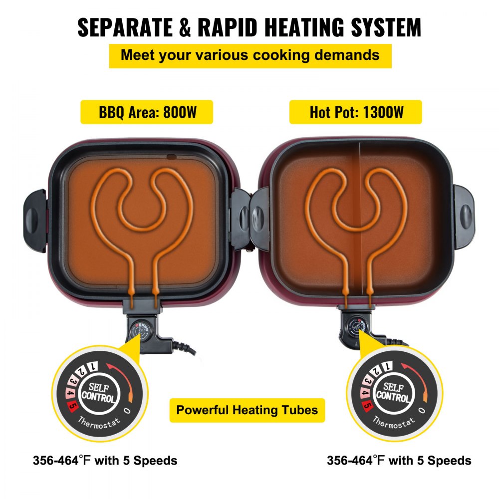 TKM-P10 - 2-in-1 3.3Qt Electric Grill & Hot Pot for 1-8 People