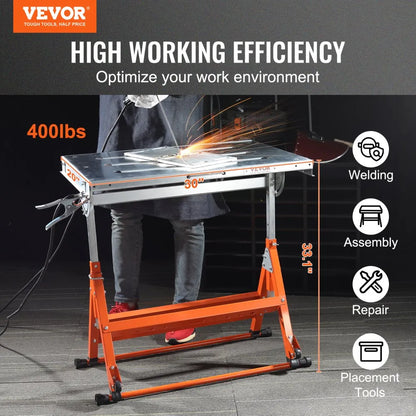 WT400 - 30" x 20" Carbon Steel Welding Table, 400lbs Capacity
