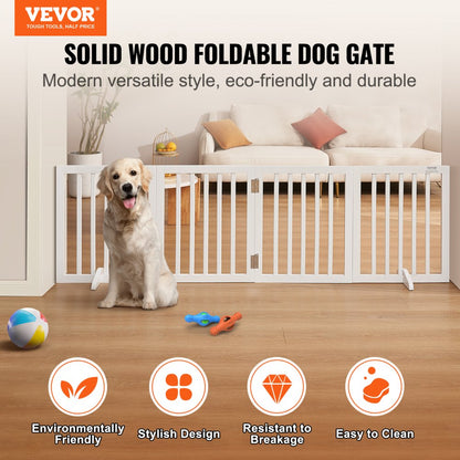JYW-8024 - Stylish 80.3" Wooden Dog Gate with Quick-Release Hinges