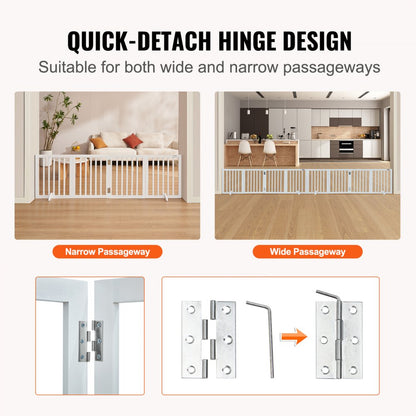 JYW-8024 - Stylish 80.3" Wooden Dog Gate with Quick-Release Hinges