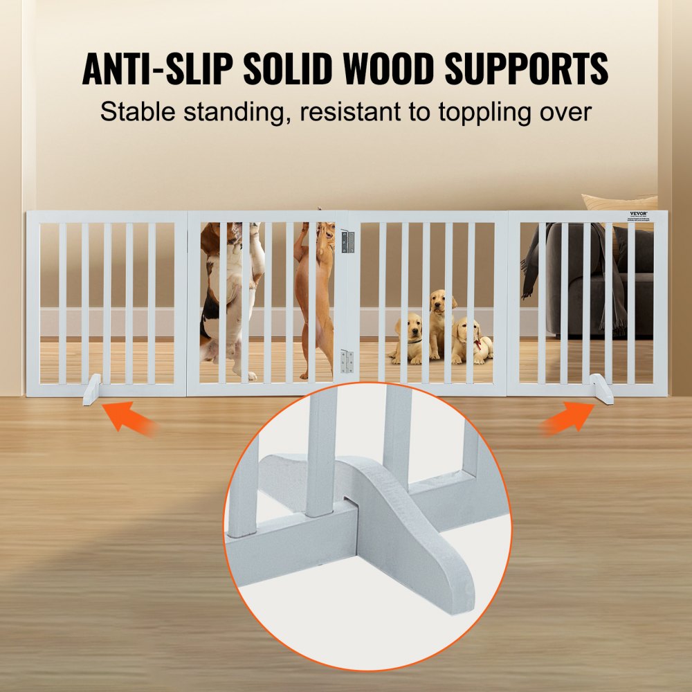 JYW-8024 - Stylish 80.3" Wooden Dog Gate with Quick-Release Hinges