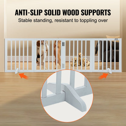 JYW-8024 - Stylish 80.3" Wooden Dog Gate with Quick-Release Hinges