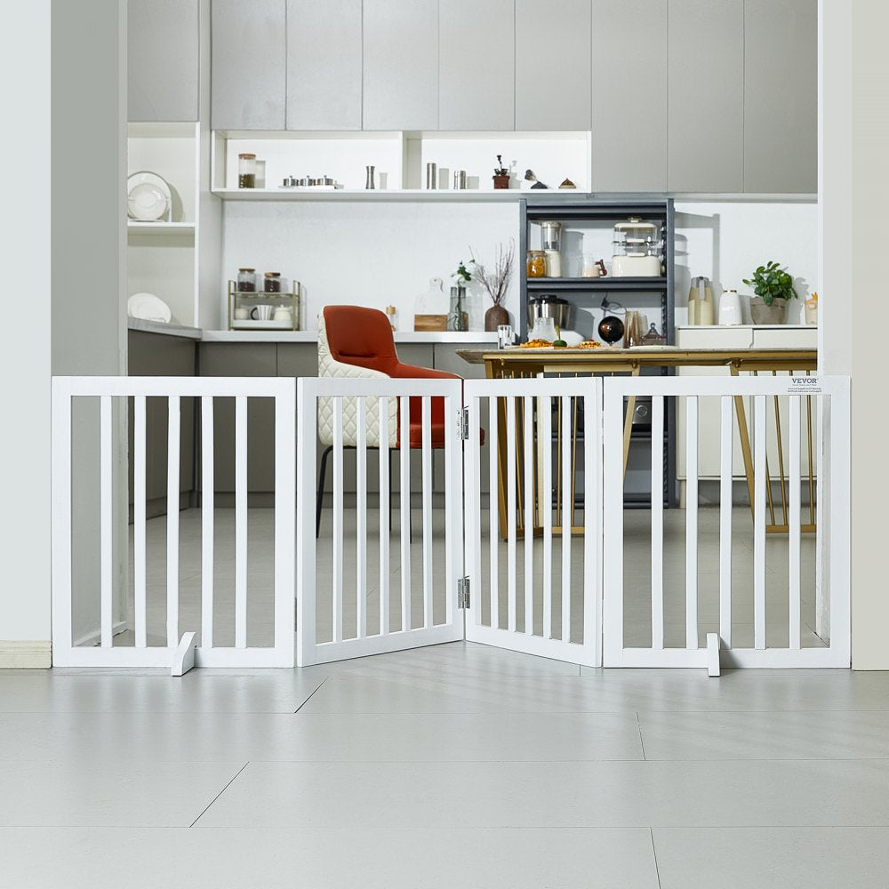JYW-8024 - Stylish 80.3" Wooden Dog Gate with Quick-Release Hinges