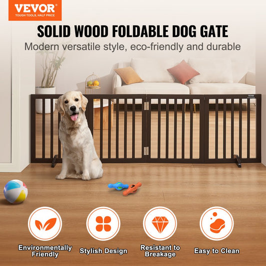 JYW-8024 - 24" Tall Adjustable Free Standing Dog Gate for Active Pets