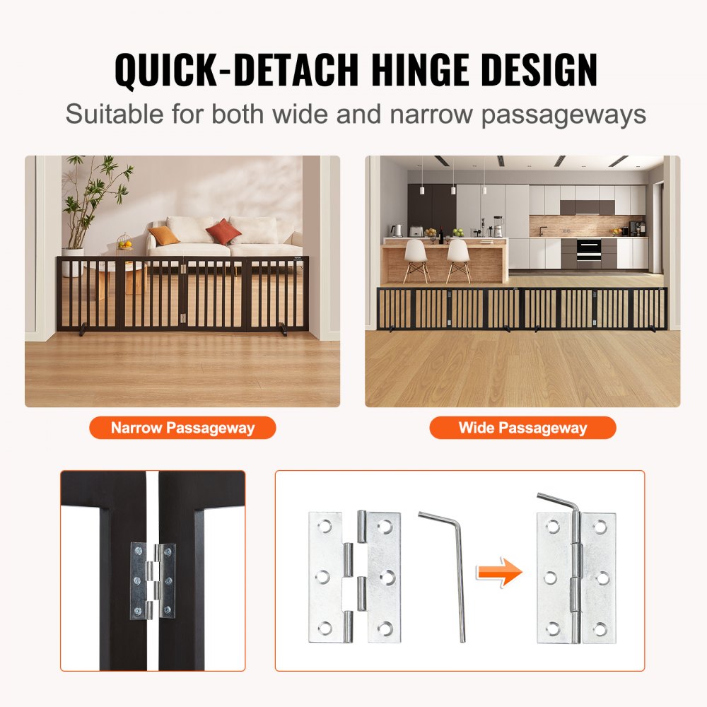 JYW-8024 - 24" Tall Adjustable Free Standing Dog Gate for Active Pets