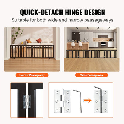 JYW-8024 - 24" Tall Adjustable Free Standing Dog Gate for Active Pets