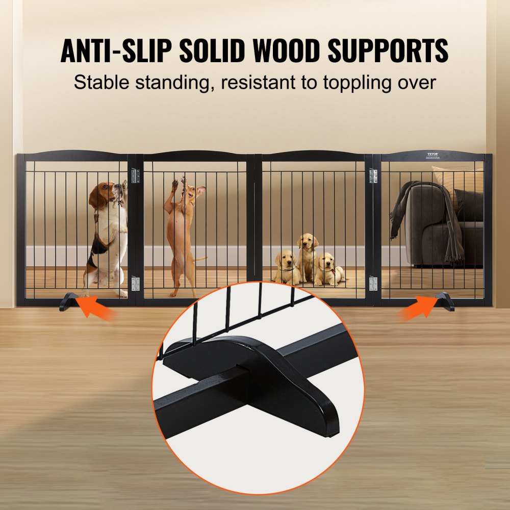 JYWS-9632 - 32" VEVOR Sturdy Freestanding Dog Gate in Brown