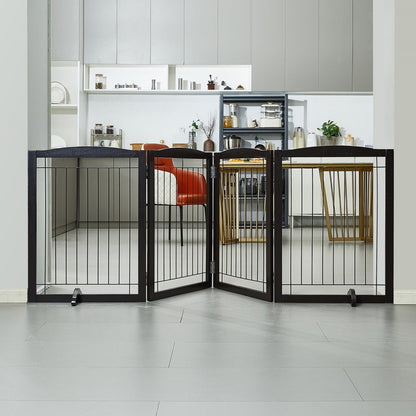 JYWS-9632 - 32" VEVOR Sturdy Freestanding Dog Gate in Brown