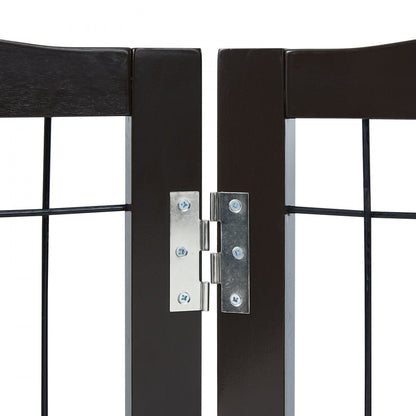 JYWS-9632 - 32" VEVOR Sturdy Freestanding Dog Gate in Brown