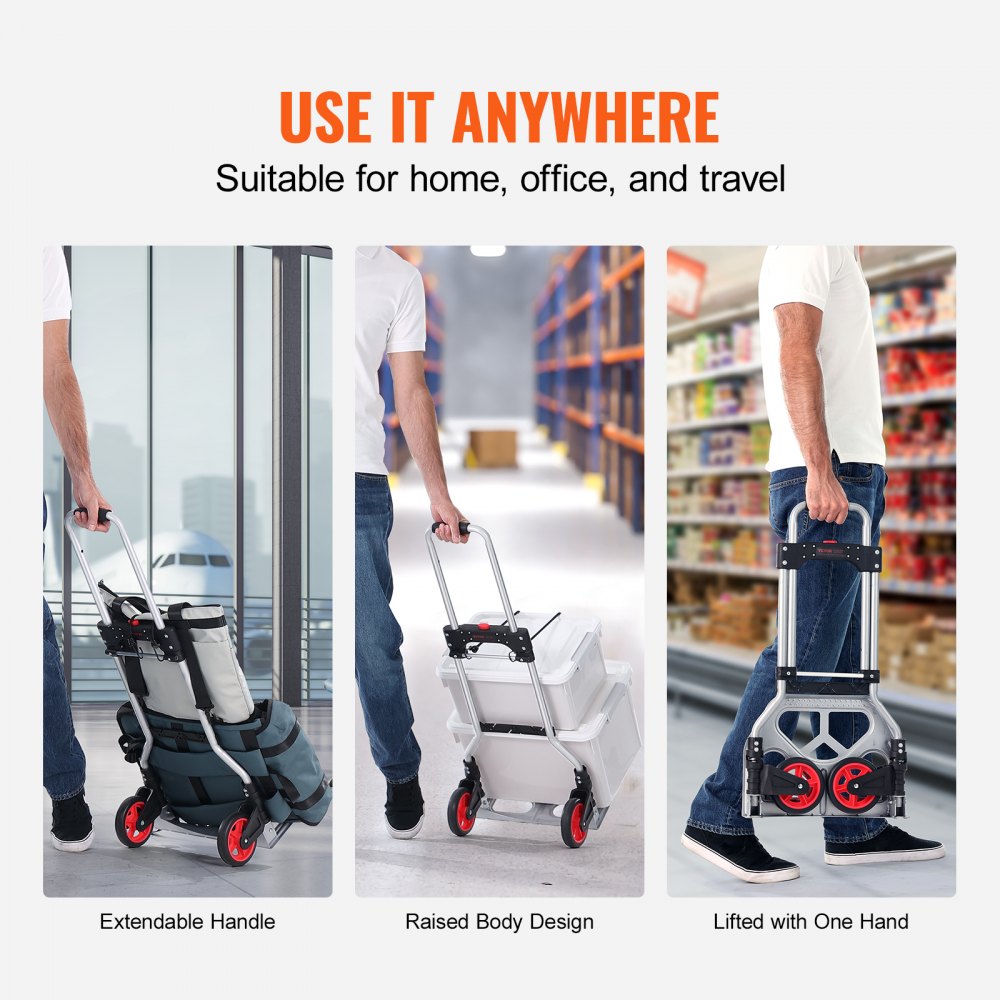 2123A - Compact Aluminum Folding Hand Truck, 176 lbs Capacity, 7.3 lbs