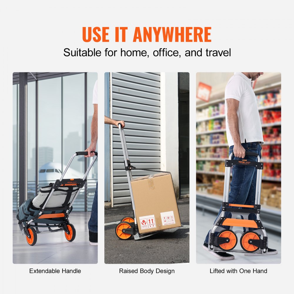 GZS100AT - 275 lbs Lightweight Aluminum Folding Hand Truck with Telescoping Handle