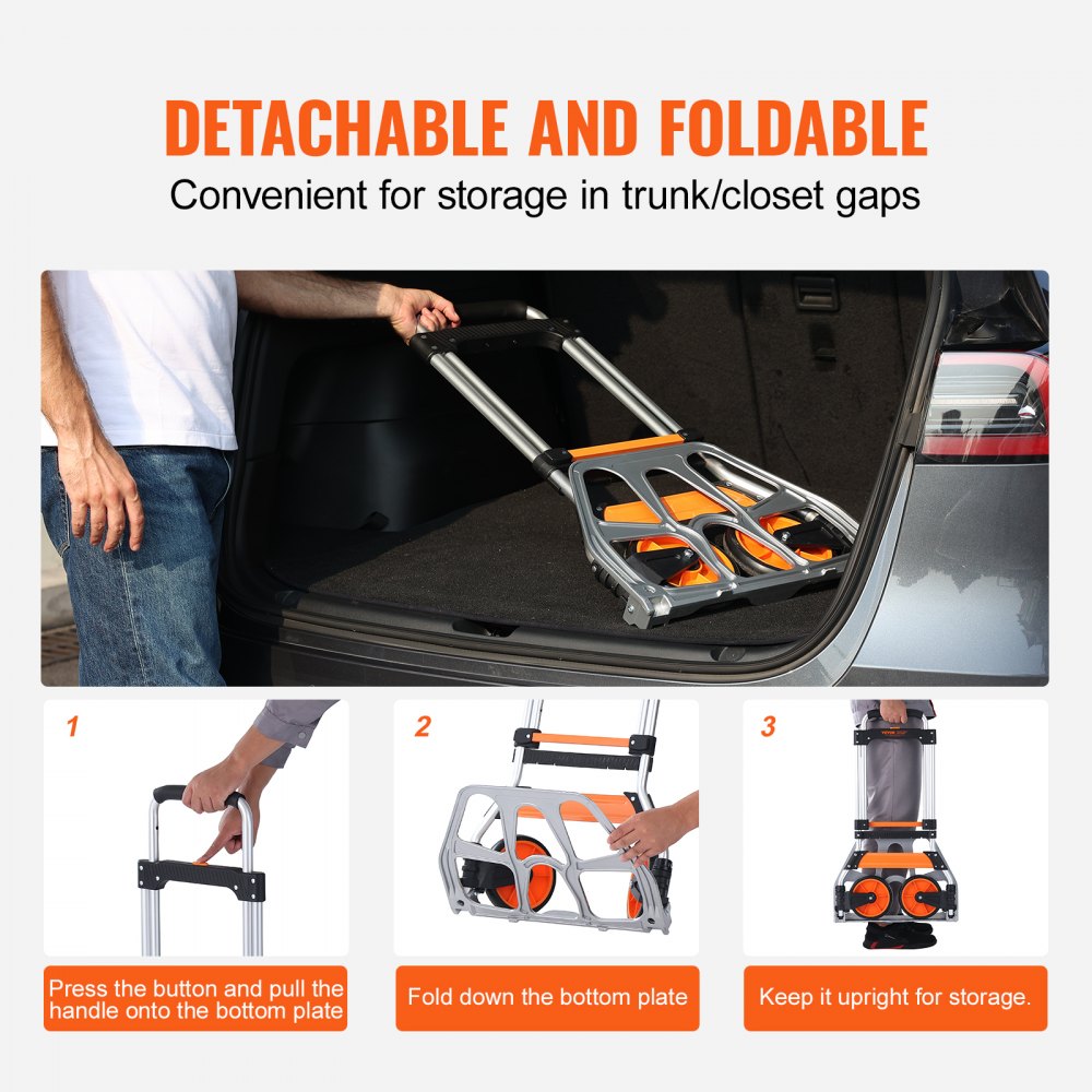 GZS100AT - 275 lbs Lightweight Aluminum Folding Hand Truck with Telescoping Handle