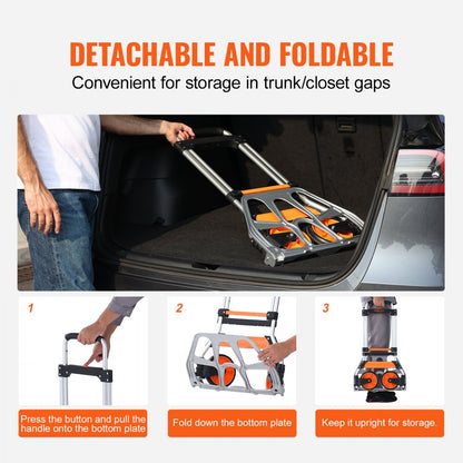 GZS100AT - 275 lbs Lightweight Aluminum Folding Hand Truck with Telescoping Handle