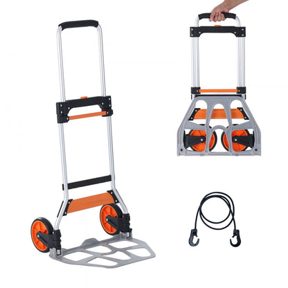 GZS100AT - 275 lbs Lightweight Aluminum Folding Hand Truck with Telescoping Handle
