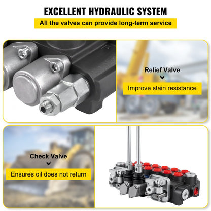 6Spool114500 - Compact Hydraulic Control Valve, 11GPM, Adjustable Relief