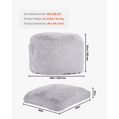 SM-FBB-05 - Convertible Bean Bag Bed Chair for Adults with Side Pocket