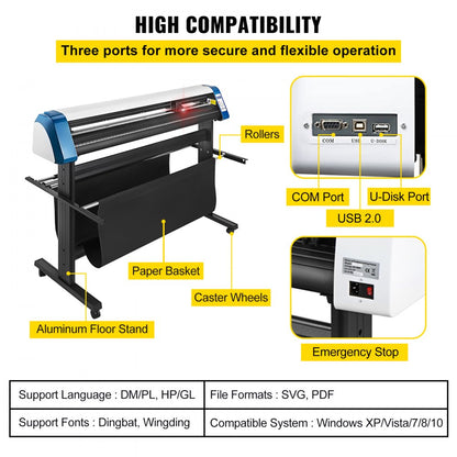 010357493512 - 53" VEVOR Vinyl Cutting Plotter with Optical Eye & LED Display