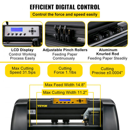 010130381616 - VEVOR 14" Vinyl Cutter with Adjustable Speed and Digital Controls