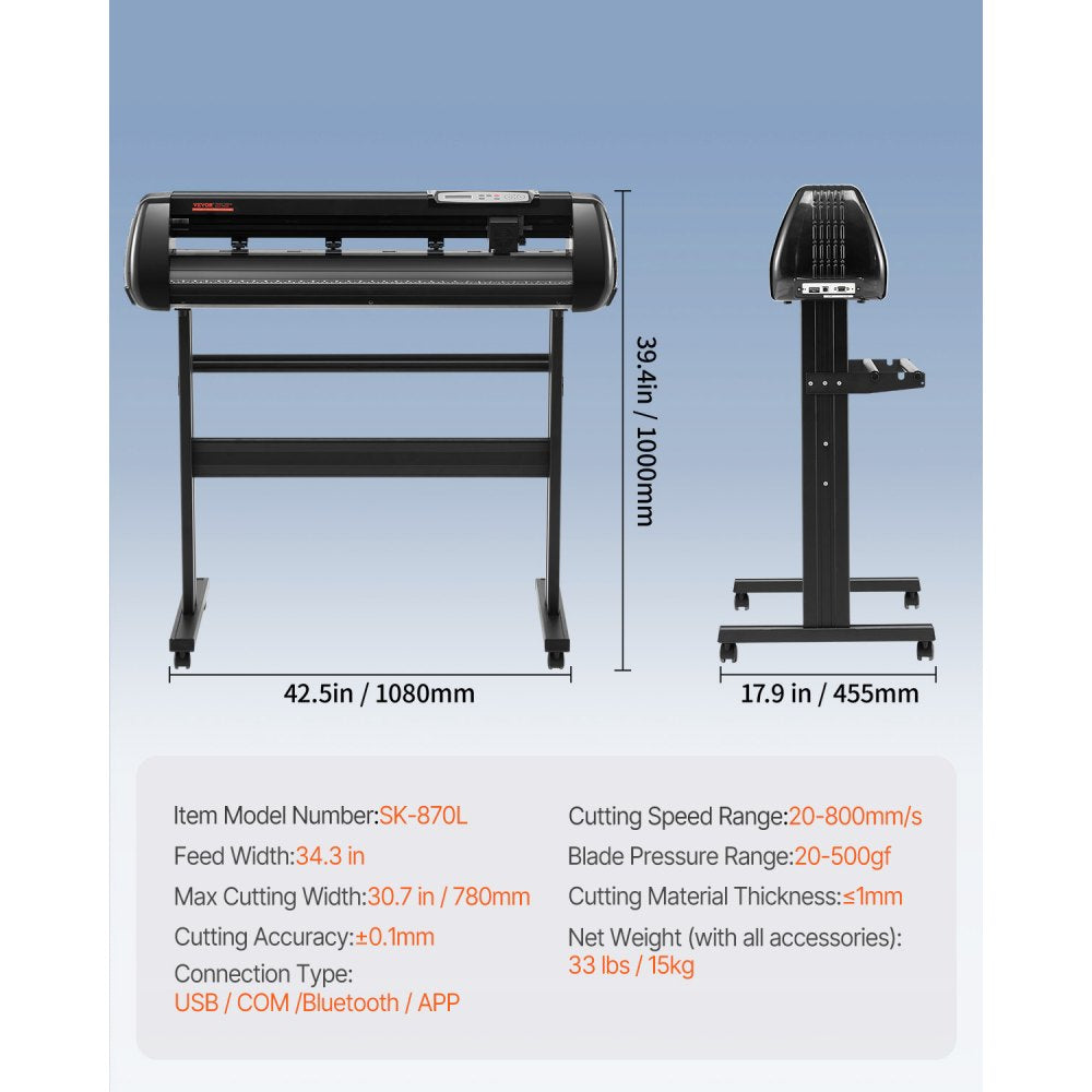 SK-870L - 34in Vinyl Cutter with Bluetooth & SignMaster Software