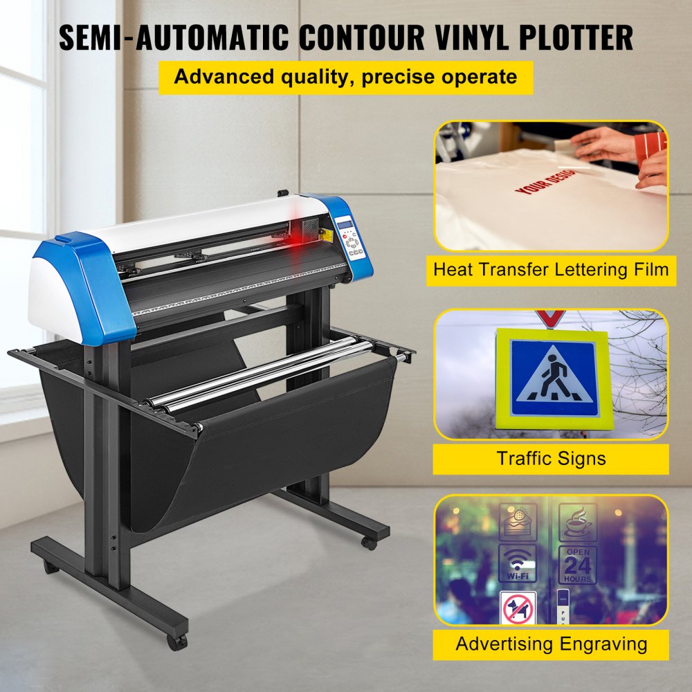 010949639069 - 34-Inch VEVOR Vinyl Cutter with LED Display & High-Speed Precision