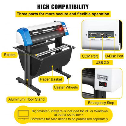 010949639069 - 34-Inch VEVOR Vinyl Cutter with LED Display & High-Speed Precision
